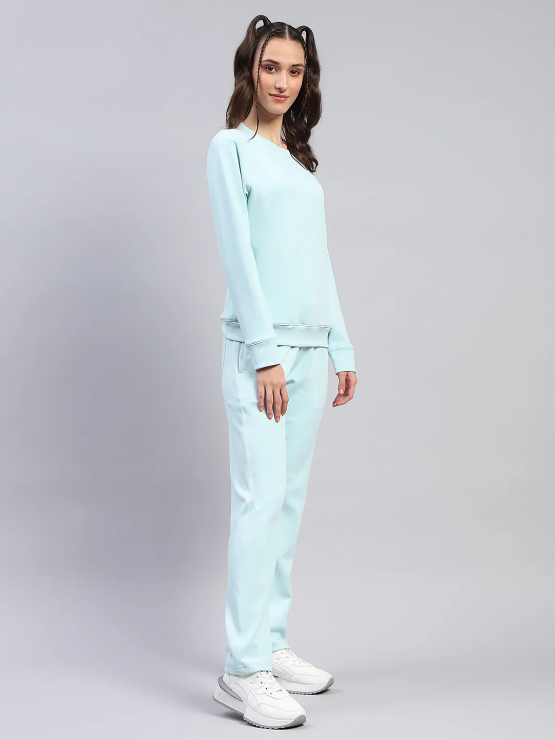 Rock.it Women Blue Solid Round Neck Full Sleeve Cords Set - Image 4