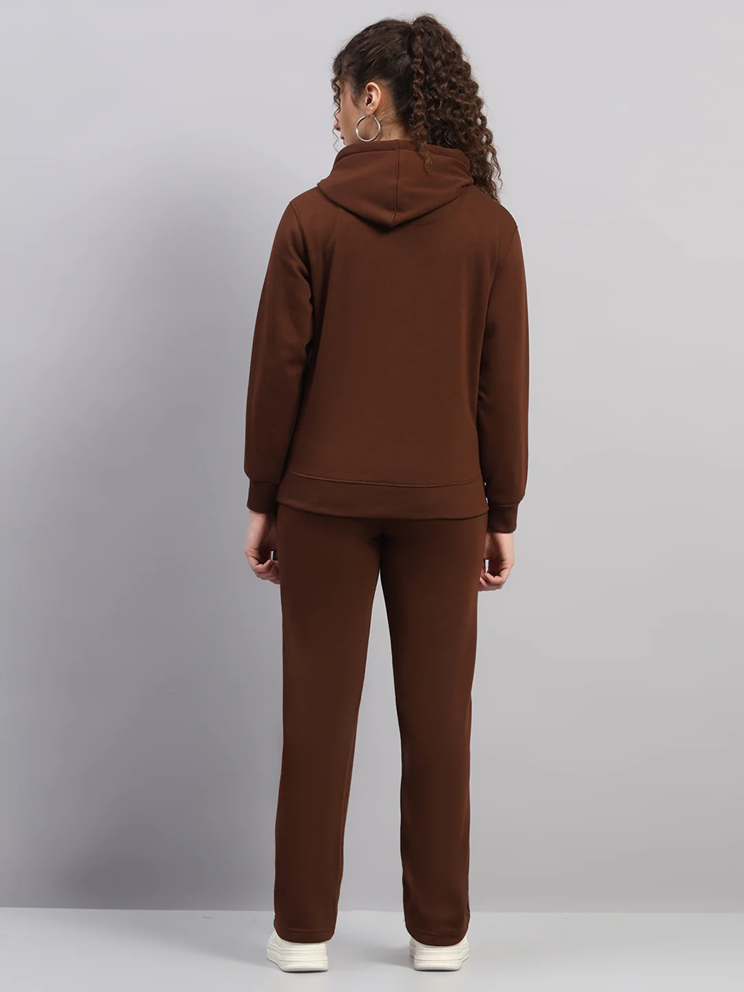 Women Brown Printed Hooded Full Sleeve Cords Set - Image 5