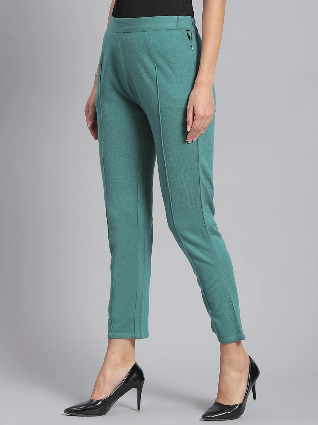 Women Green Self Design Regular Fit Winter Lowers