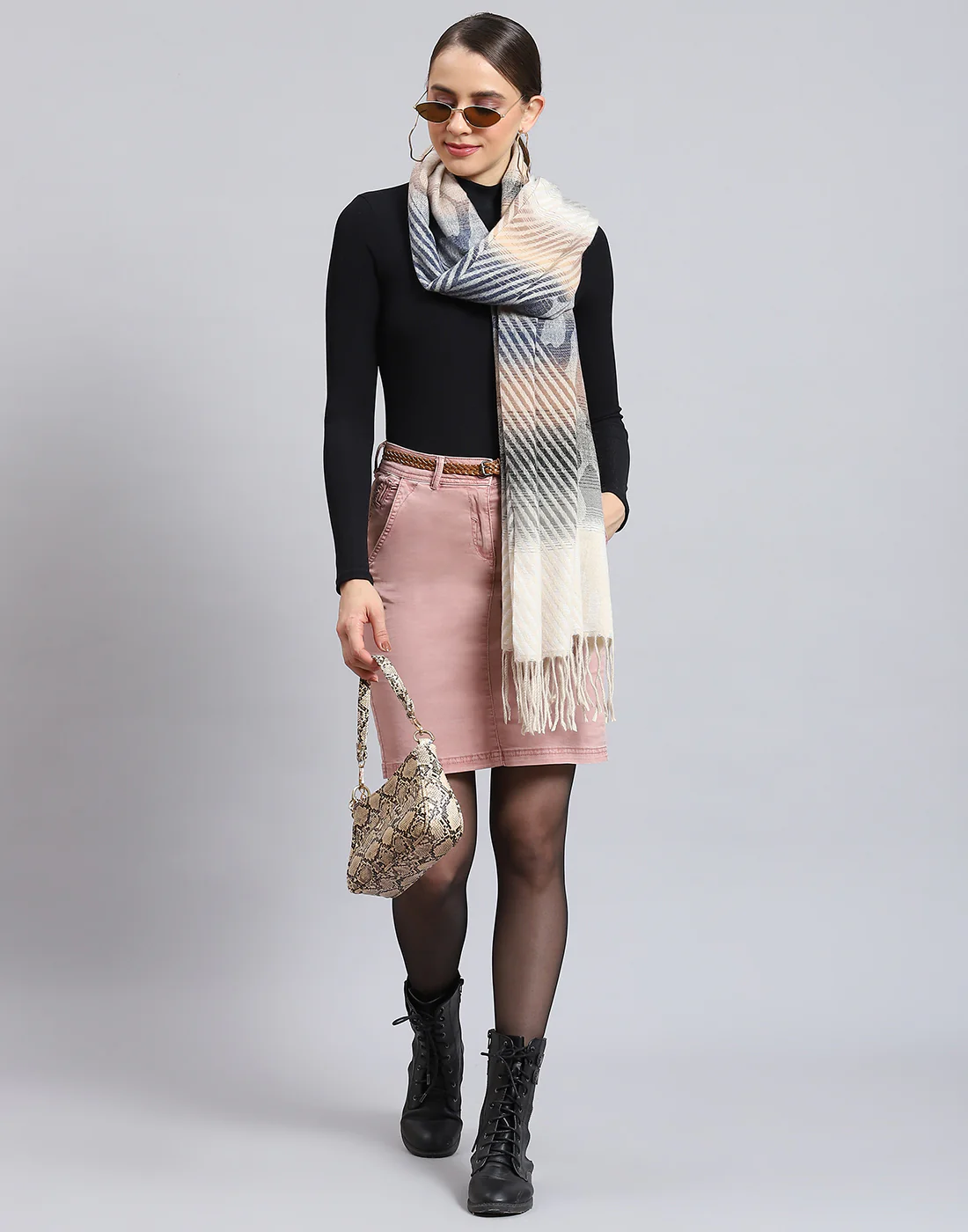 Women Grey Self Design Stole
