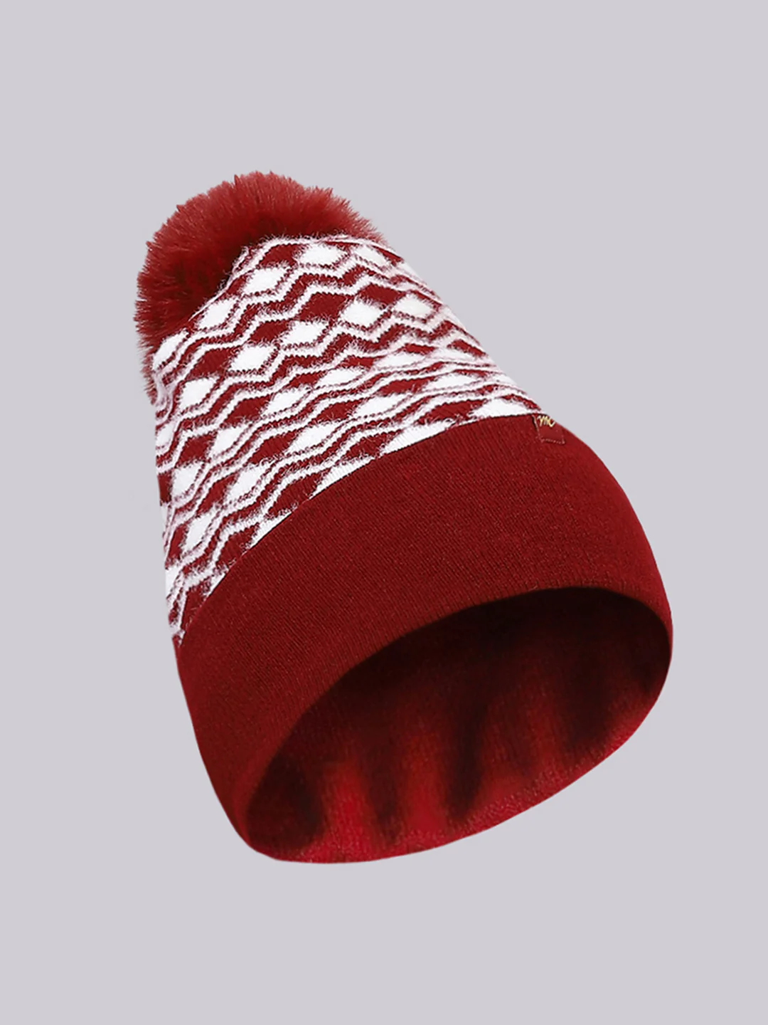Women Maroon Self Design Cap - Image 2