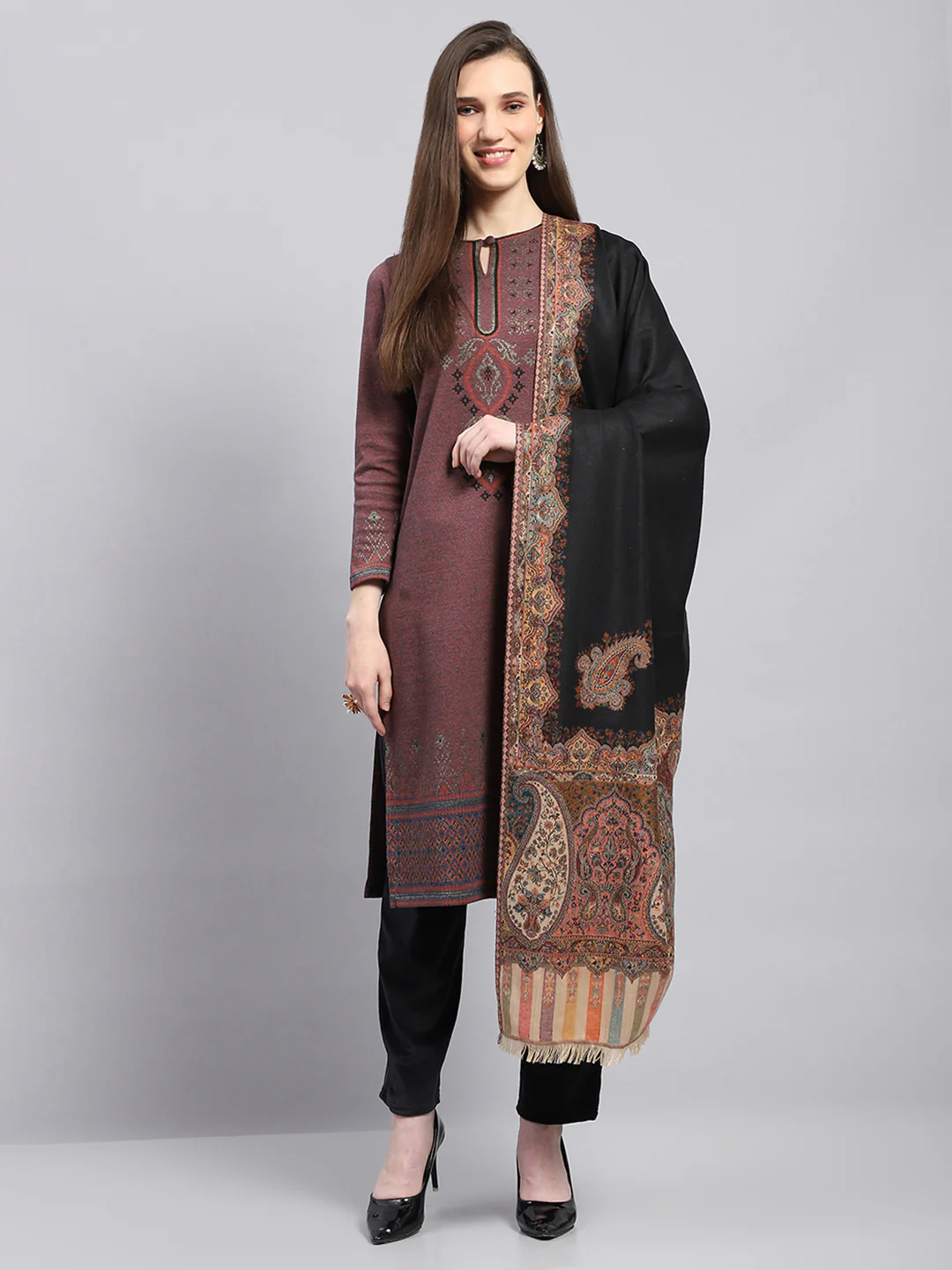 Women Multicolor Self Design Shawl