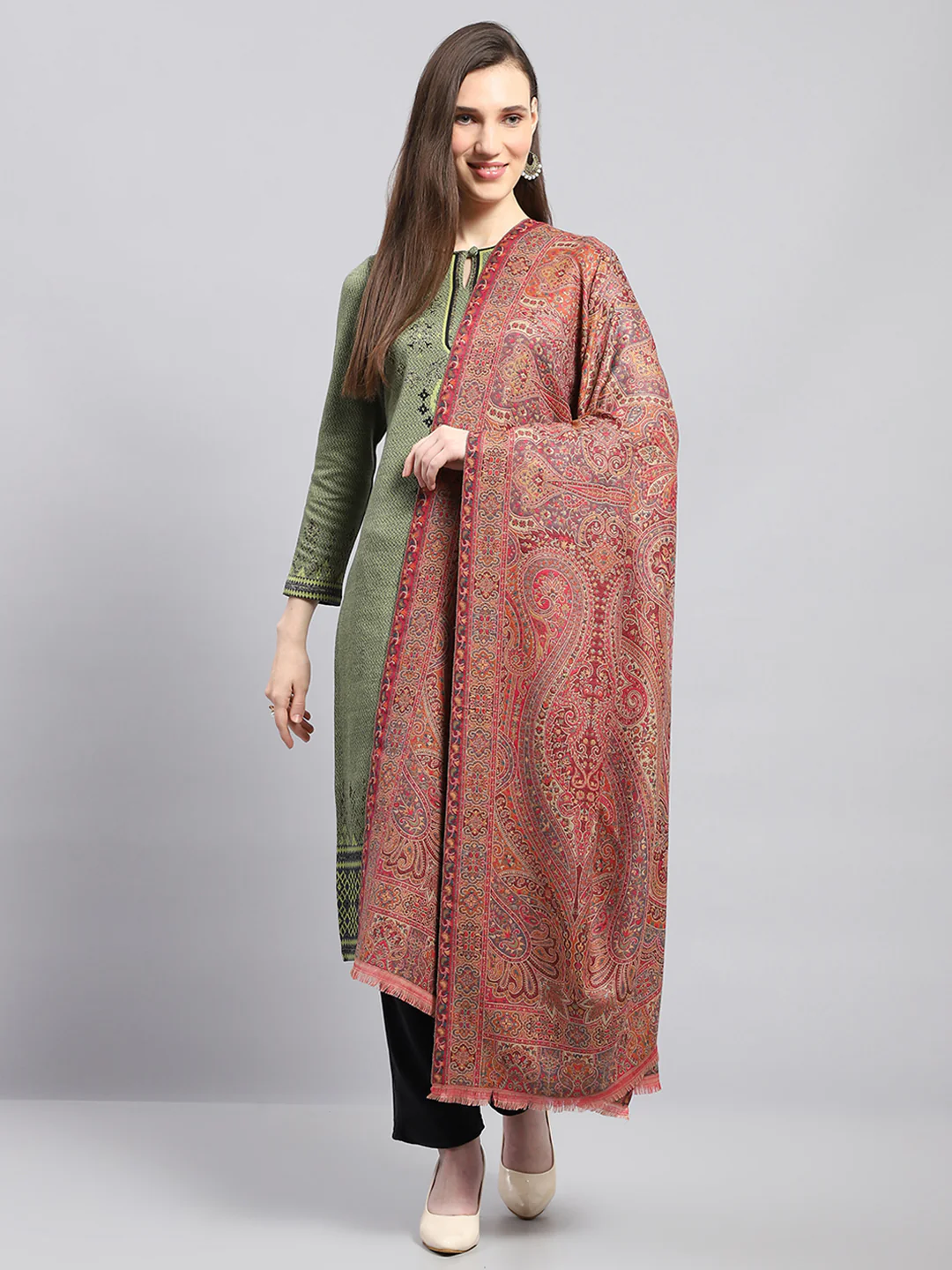 Women Multicolor Self Design Shawl