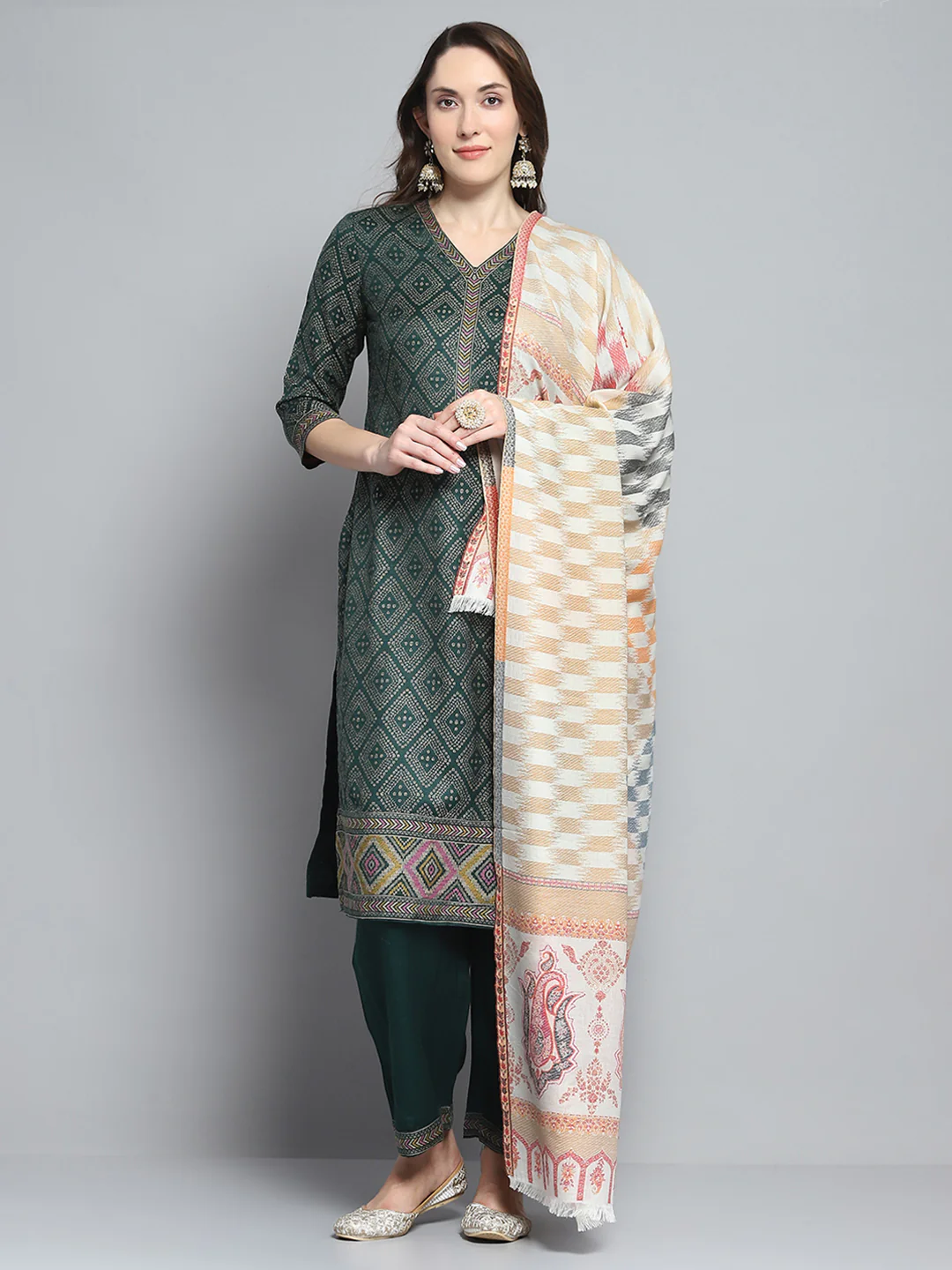 Women Multicolor Self Design Shawl