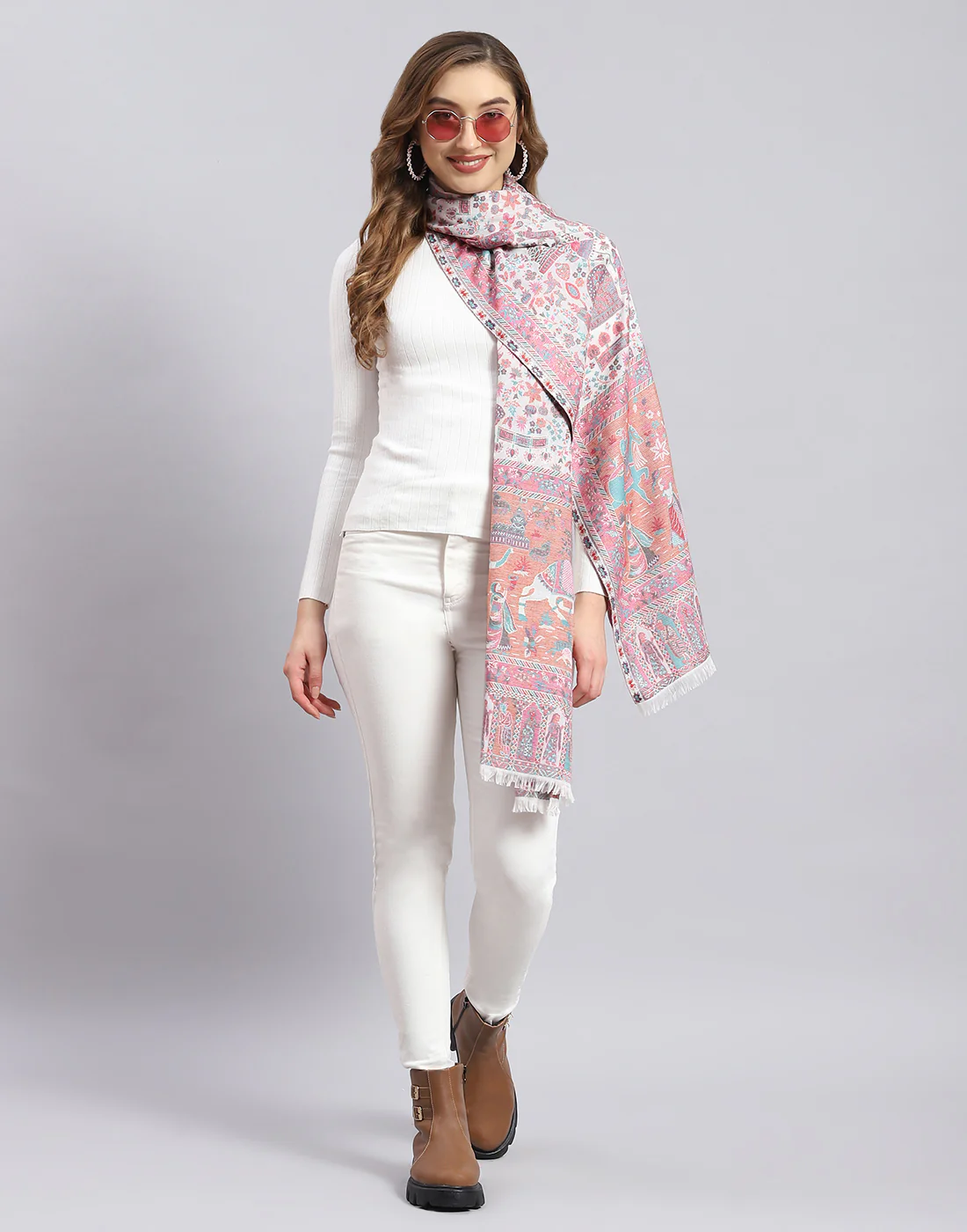 Women Multicolor Self Design Stole