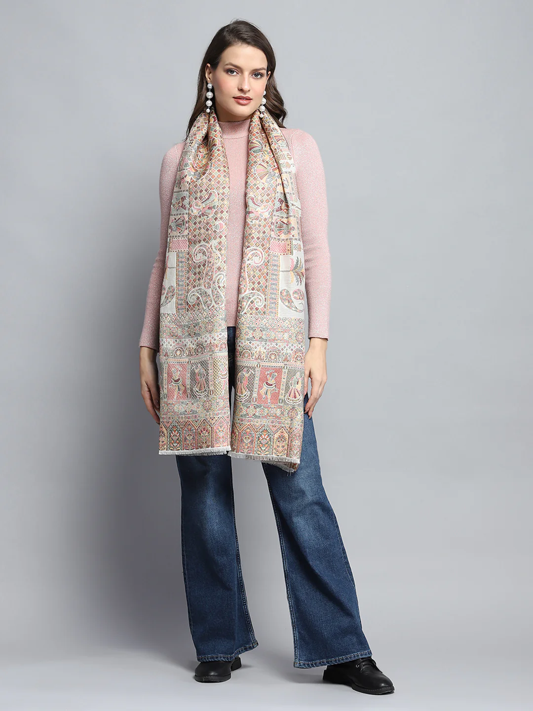 Women Multicolor Self Design Stole