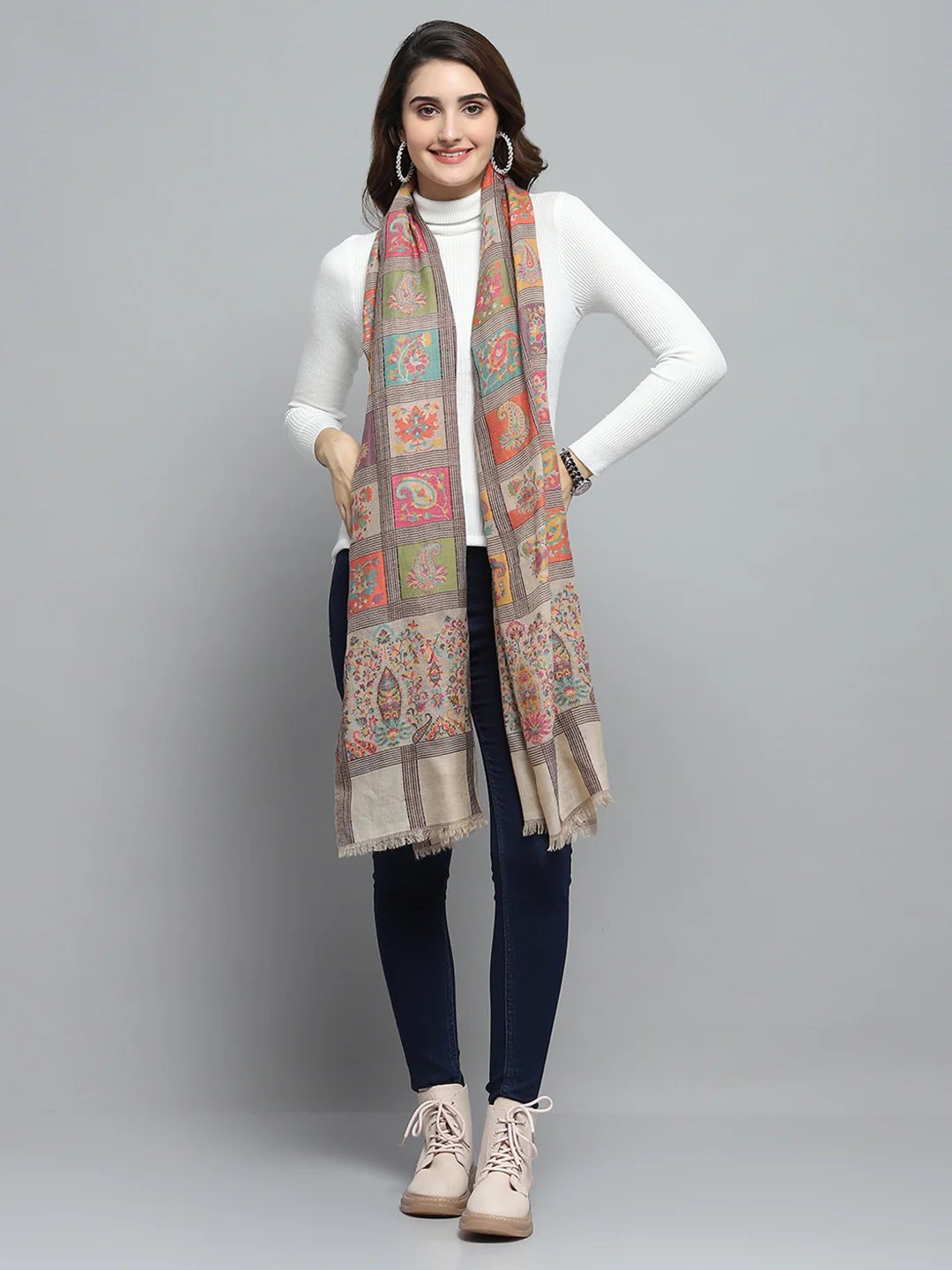 Women Multicolor Self Design Stole