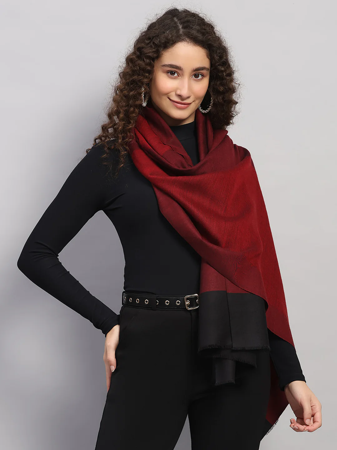 Women Multicolor Self Design Wool Stole