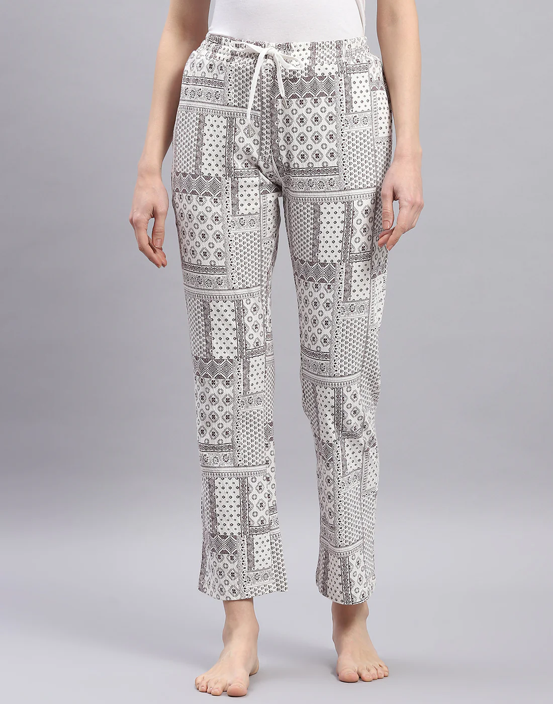 Women Purple Printed Regular Fit Lower