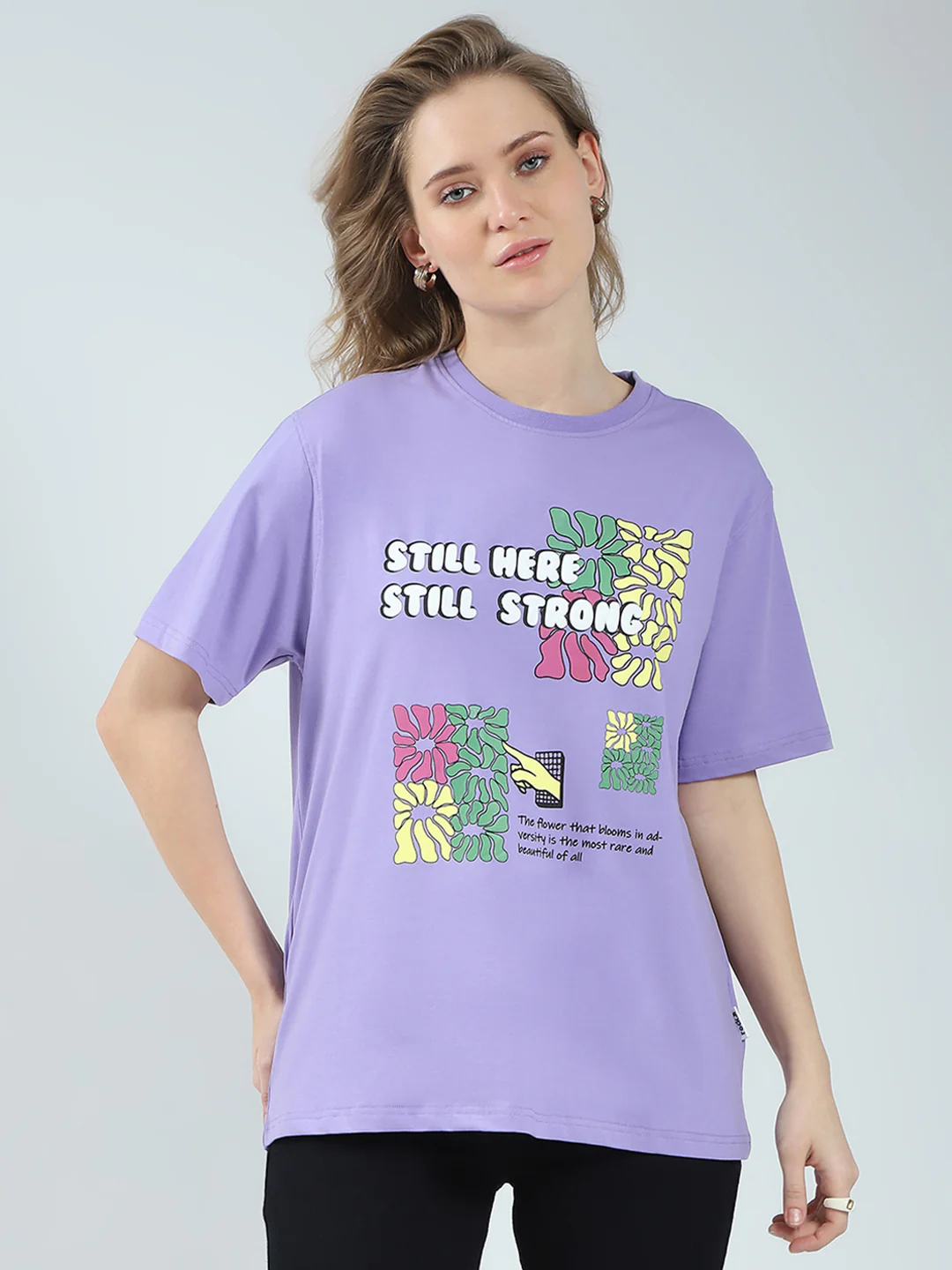 Rock.it Women Purple Printed Round Neck Half Sleeve Top