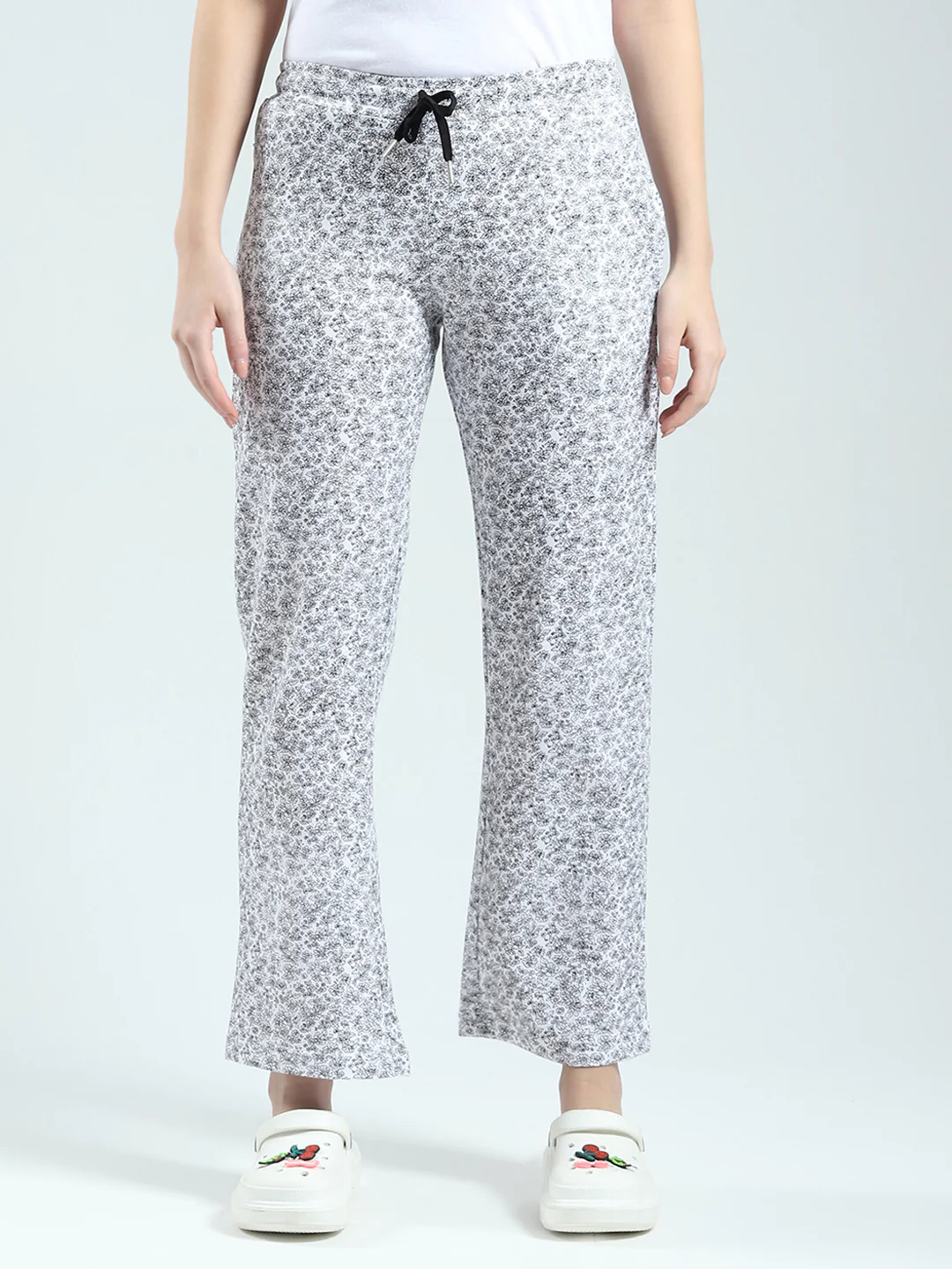 Women White Printed Regular Fit Lower
